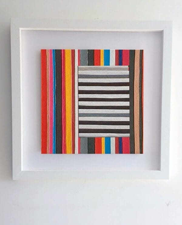 STACKED 6 - fabric collage (framed)