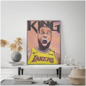 Hand painted mixed media acrylic and spray paint on canvas board of one of the all time greats to pick up a basketball Lebron James.