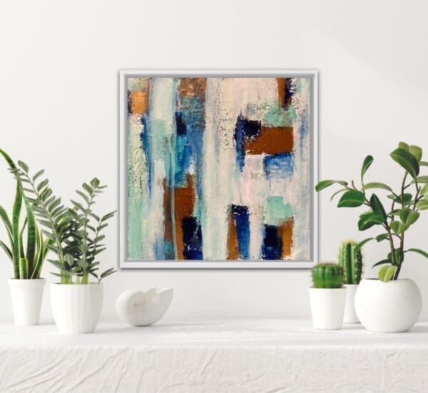 Turquoise crackle - mini on deep edge canvas