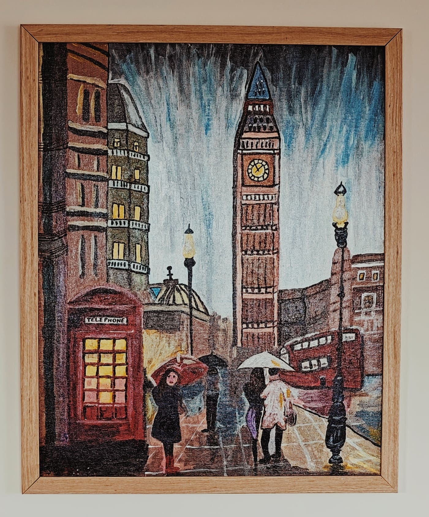 Romantic London Evening – hand painted on Canvas using Acrylic Paints