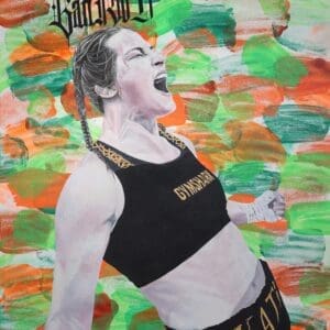 Irelands greatest athlete Katie Taylor. Acrylic on wood board (2024) 60cm x 80cm Irish Artmart