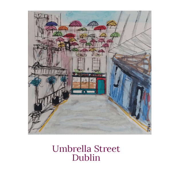 Umbrella Street Dublin (26cm) FRAMED - Image 7