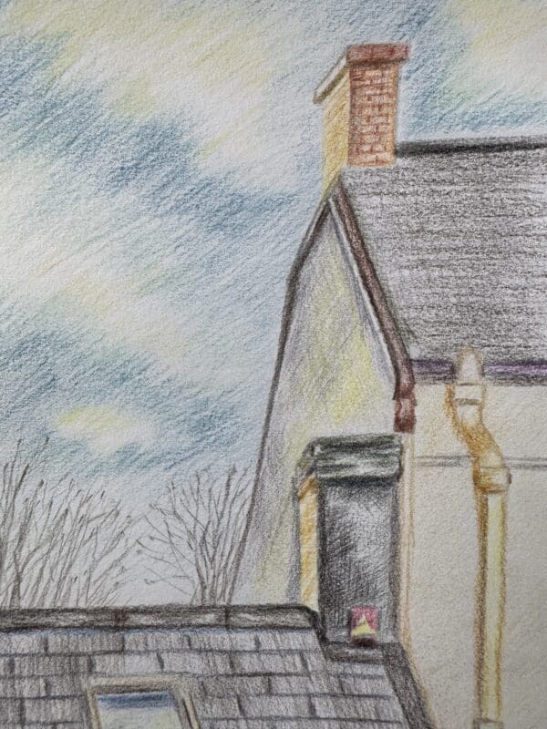 An old Irish building with coloured pencils on paper - Image 2