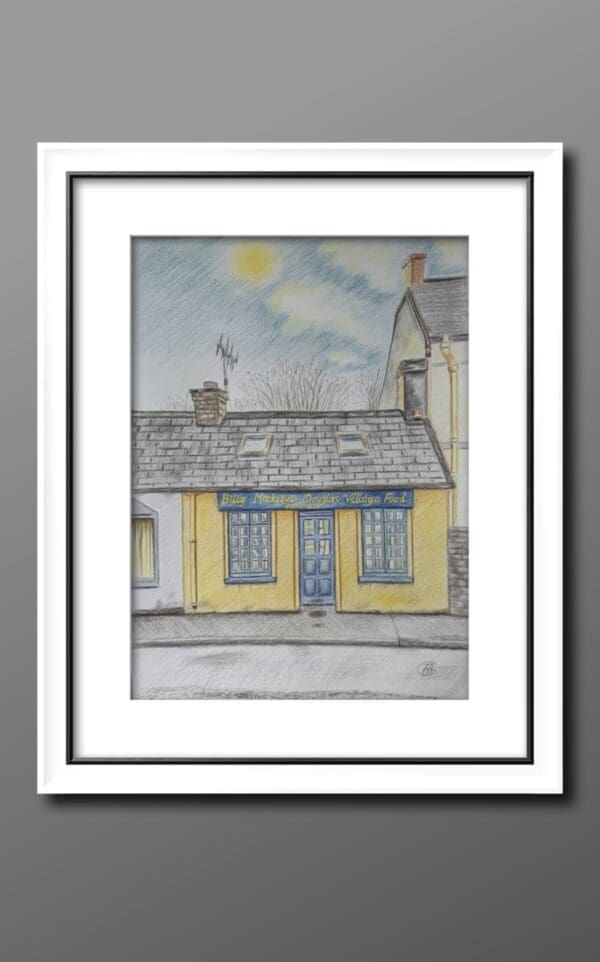 An old Irish building with coloured pencils on paper