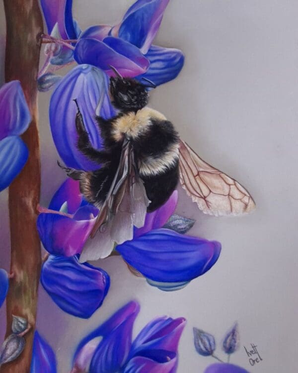 Buzz & Blooms Original soft pastel artwork - Image 4