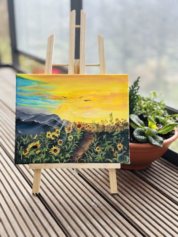 Sunset Path Through Sunflowers