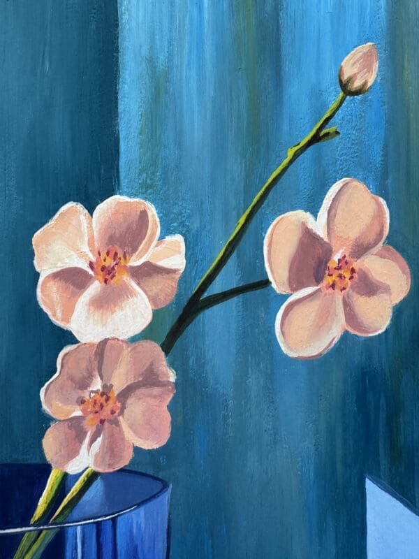 A branch of peach blossoms in a glass goblet with peach - Image 2