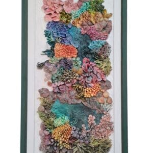 Thumbnail: clay textures in a variety of bold colours including purples, blues, greens, oranges, and pinks. Thumbnail: clay textures in a variety of bold colours including purples, blues, greens, oranges, and pinks. Thumbnail: clay textures in a variety of bold colours including purples, blues, greens, oranges, and pinks. Thumbnail: ange, purple, blue, and green, with highly detailed surface patterns and depth. Thumbnail: clay textures in a variety of bold colours including purples, blues, greens, oranges, and pinks. Thumbnail: clay textures in a variety of bold colours including purples, blues, greens, oranges, and pinks. Thumbnail: clay textures in a variety of bold colours including purples, blues, greens, oranges, and pinks. Original 3D Mixed Media Artwork – Air-Dry Clay, Acrylic, Varnish | Framed | For Sale Dive into a colourful underwater world with Kaleidoscope — a vibrant, textural artwork inspired by the rich beauty of coral reefs. Hand-sculpted from air-dry clay and painted in layers of acrylic, this piece bursts with playful shapes, bold colours, and ocean-inspired forms that seem to dance across the surface. Every detail is created by hand, bringing to life the organic variety of marine textures — from soft sea sponges and anemones to clusters of coral and imagined reef life. Finished with a protective varnish and professionally framed, it’s ready to brighten any space. Perfect for ocean lovers, collectors of unique art, or anyone drawn to tactile, nature-inspired creations. Kaleidoscope - 3D textured mixed media wall art