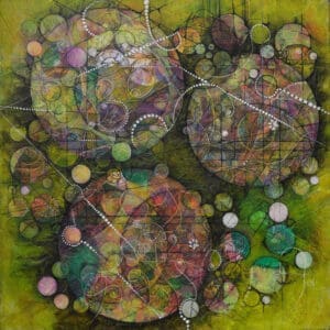 A painting full of circles by Siobain O’Brien
